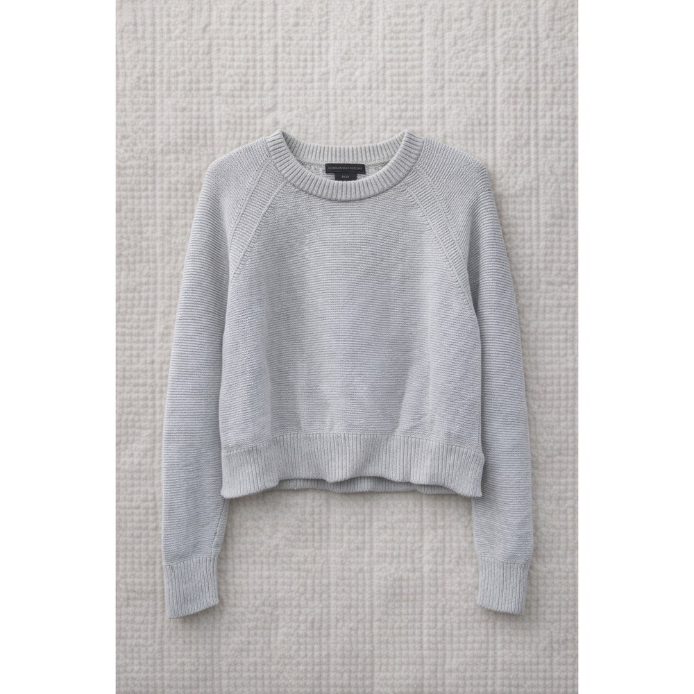 French Connection Sweater Womens XL Cropped Cream Cotton Knit Pullover Capsule